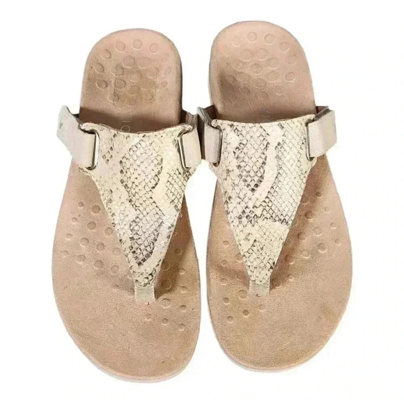 Vionic Sandals Wanda Thong Bone Beige Women's 9 Leather Snake 41 - Picture 4 of 8